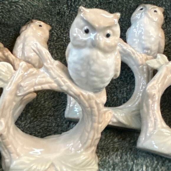 Otagiri Owl Napkin Rings Vintage Porcelain Bone China from Japan - Picture 2 of 8